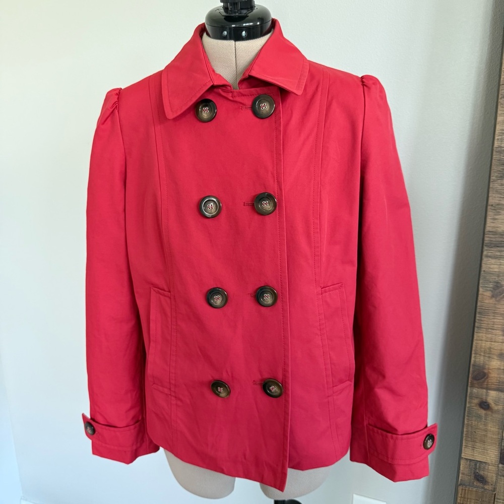 Tommy Hilfiger Red Double Breasted Short Trench Jacket Women's Size Medium‎